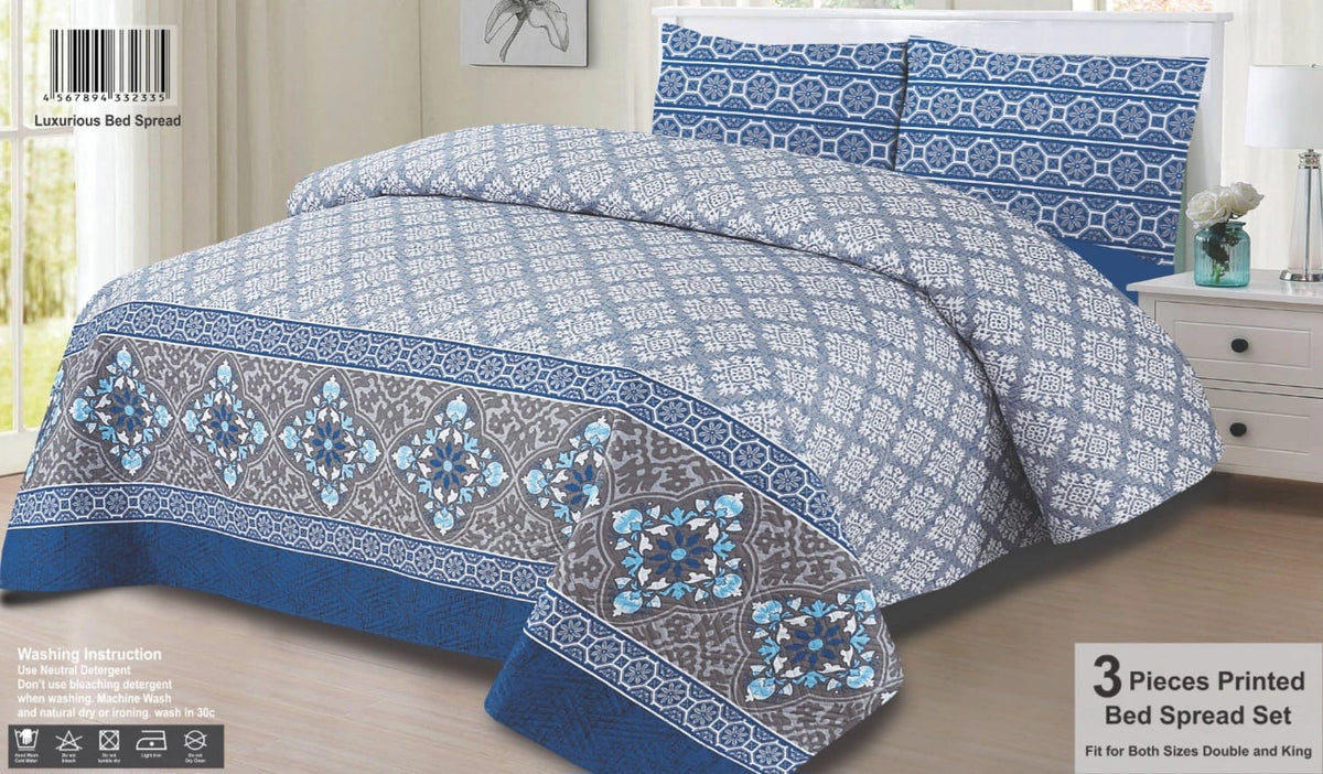 Quilted Bedspread Printed 3-Piece