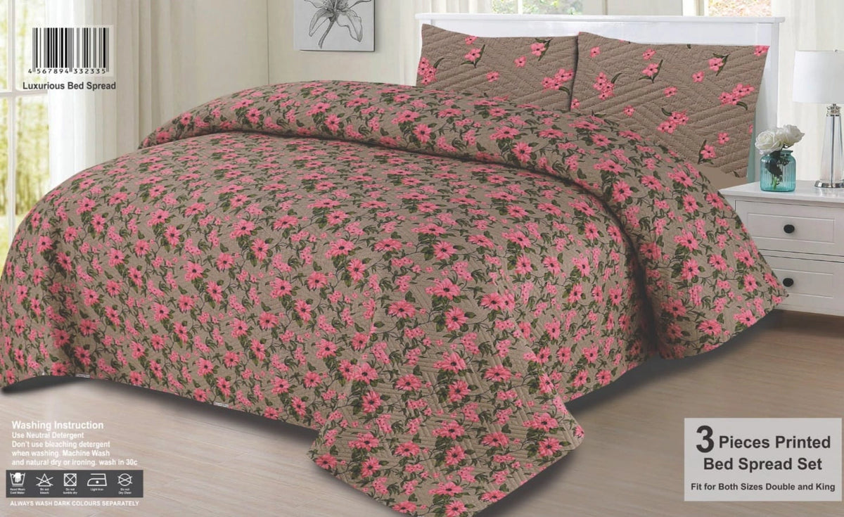 Quilted Bedspread Printed 3-Piece