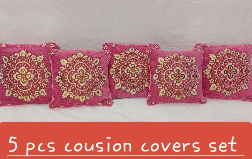 Velvet Jacquard Cushion Covers - 5pcs Set