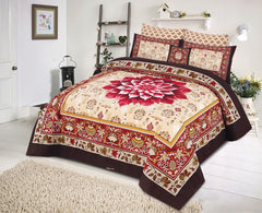 4Pcs Cotton Printed Bedsheet Set-Design-280