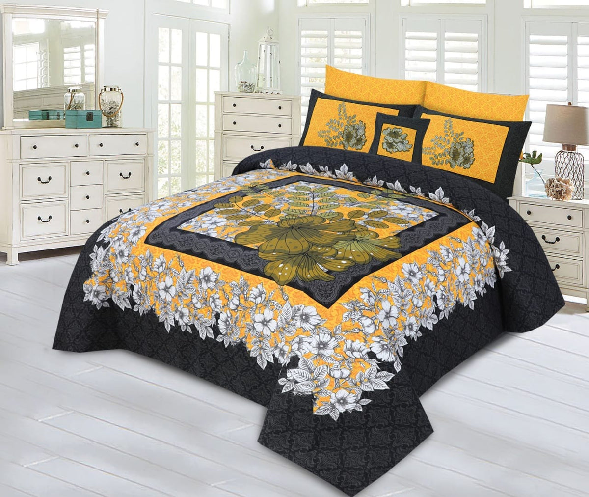 4Pcs Cotton Printed Bedsheet Set-Design-267