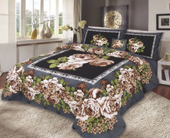 4Pcs Cotton Printed Bedsheet Set-Design-105