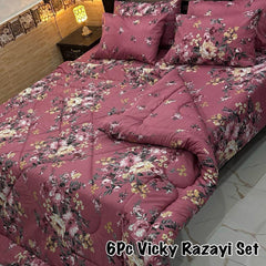 6 pcs Winter Vicky Razai Set | Winter Comforter Set (Soft Thick Comforter)