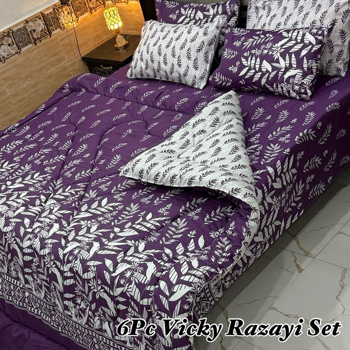 6 pcs Winter Vicky Razai Set | Winter Comforter Set (Soft Thick Comforter)
