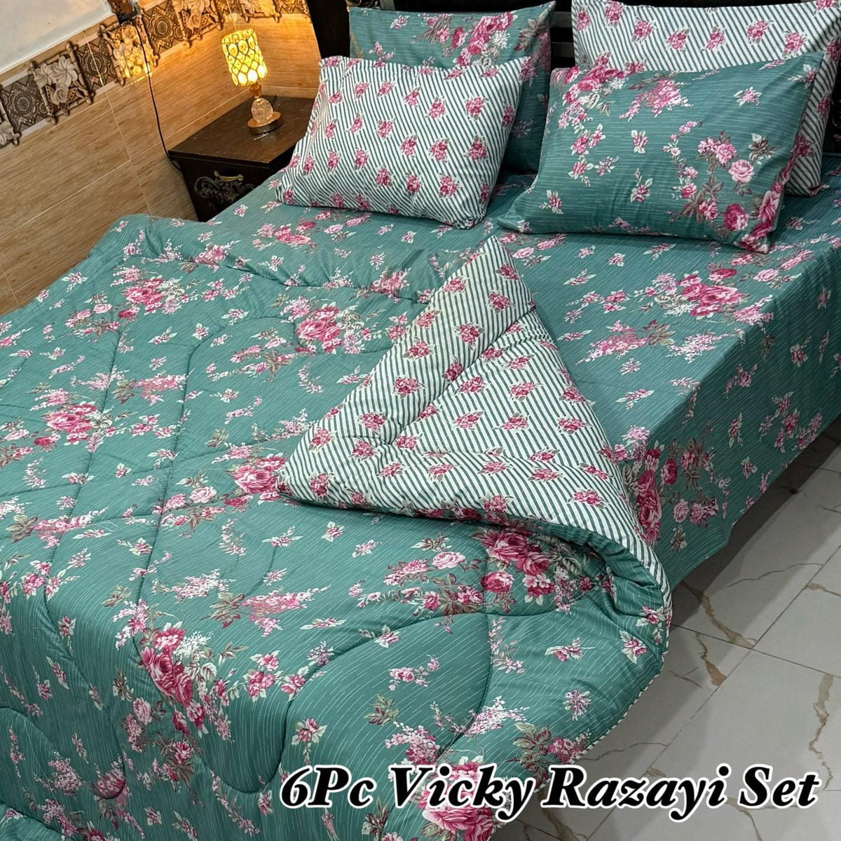 6 pcs Winter Vicky Razai Set | Winter Comforter Set (Soft Thick Comforter)