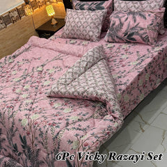 6 Pcs Winter Vicky Razai Set | Winter Comforter Set (Soft Thick Comforter)