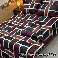 6 Pcs Vicky Razai Set Double Bed King Size-VRSD-2001