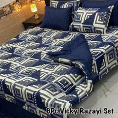 6 Pcs Vicky Razai Set Double Bed King Size-VRSD-2002