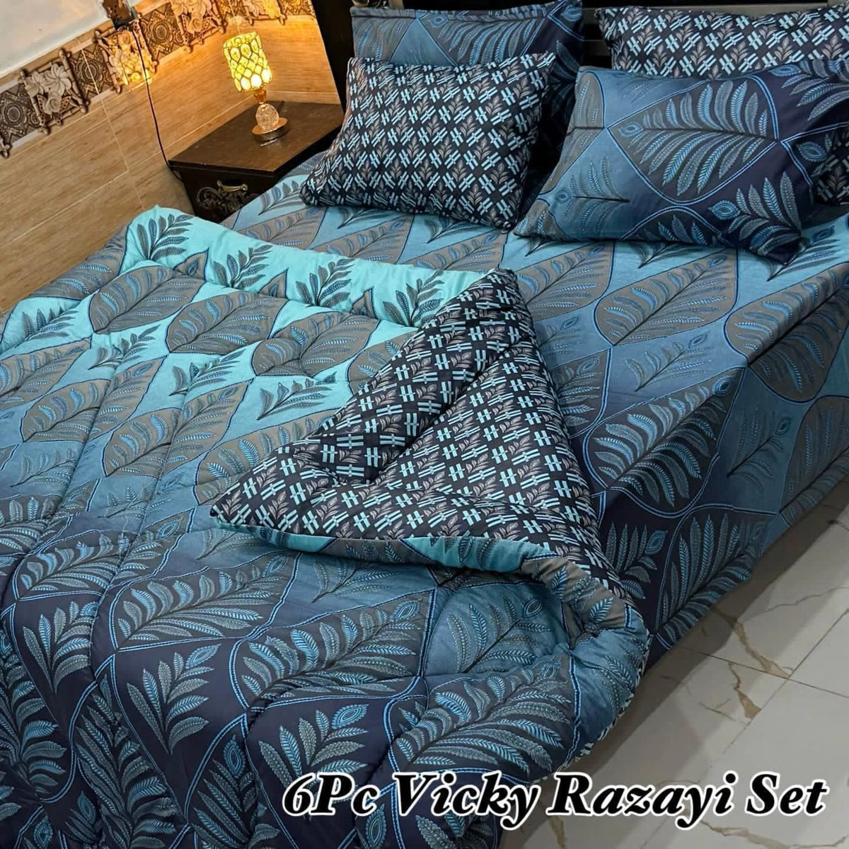 6 Pcs Vicky Razai Set Double Bed King Size-VRSD-2004
