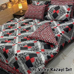 6 Pcs Vicky Razai Set Double Bed King Size-VRSD-2007