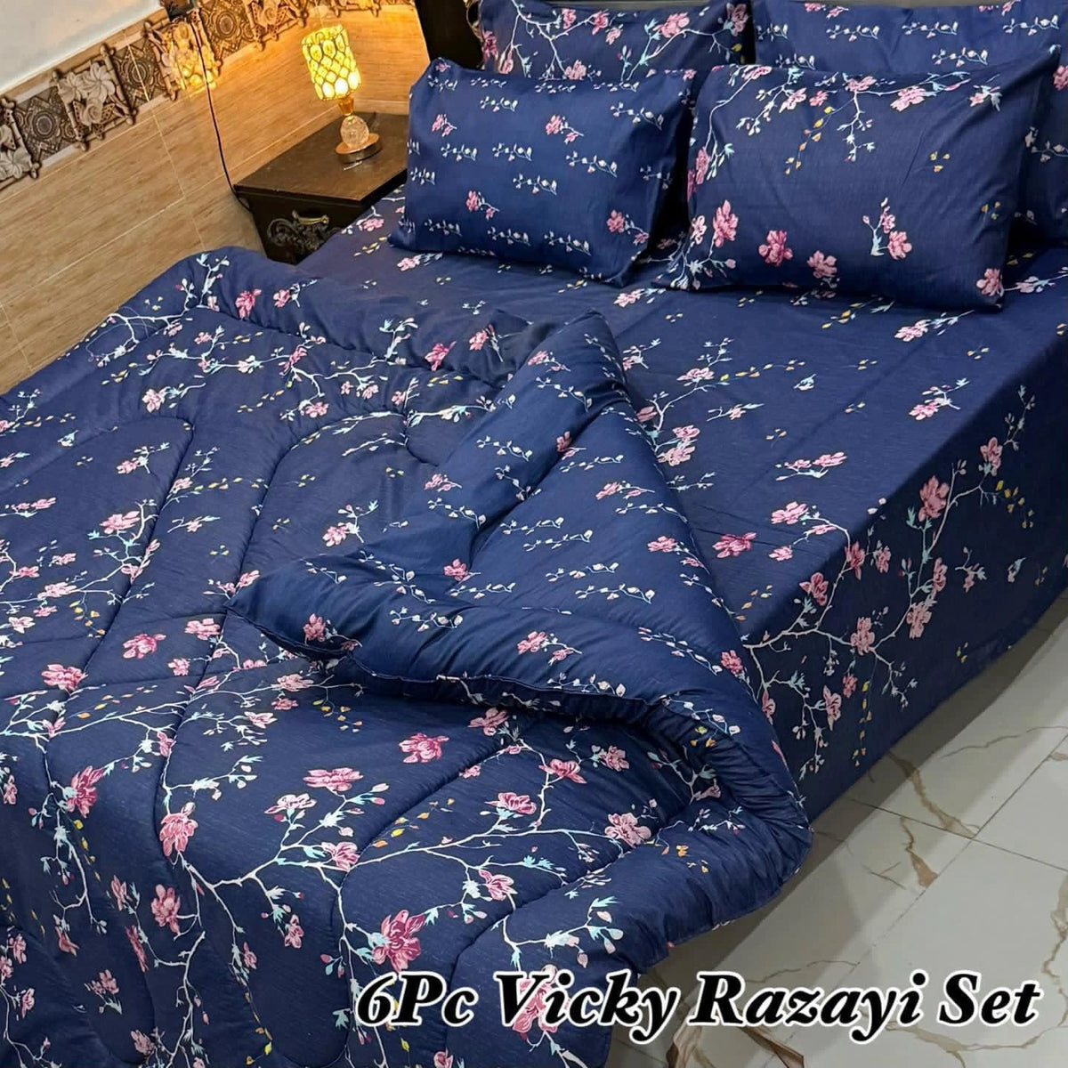 6 Pcs Vicky Razai Set Double Bed King Size-VRSD-20018