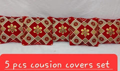 Velvet Jacquard Cushion Covers - 5pcs Set