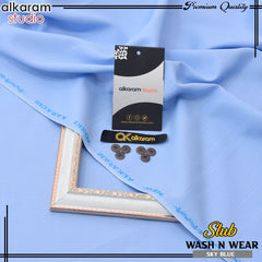 Al-Karam Men's Unstitched Slub Wash And Wear-SKY BLUE