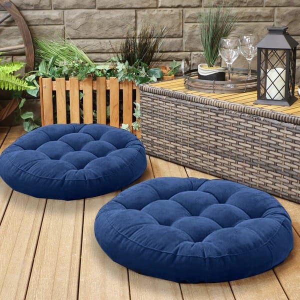 Velvet Floor Cushions with Filling ( Blue )-Pack of 2
