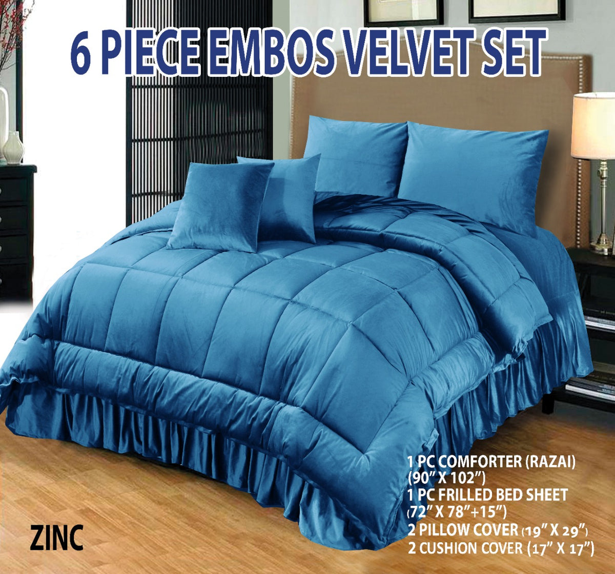 6 PCS Bridal Velvet Razai Set-Design-530