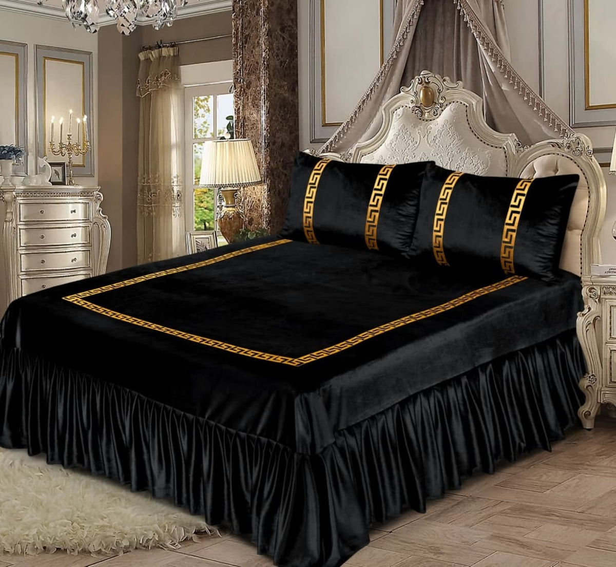 3PC Embossed Velvet Aplic Bridal Bedset Design-501