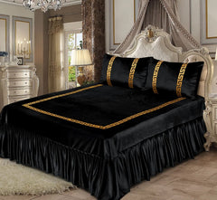 3PC Embossed Velvet Aplic Bridal Bedset Design-501