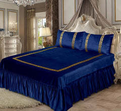 3PC Embossed Velvet Aplic Bridal Bedset Design-502