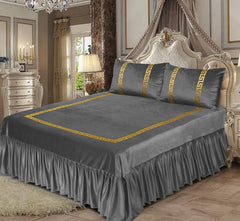 3PC Embossed Velvet Aplic Bridal Bedset Design-503