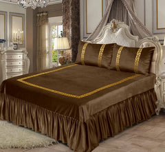 3PC Embossed Velvet Aplic Bridal Bedset Design-507