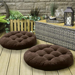 Velvet Floor Cushions with Filling ( Brown )-Pack of 2