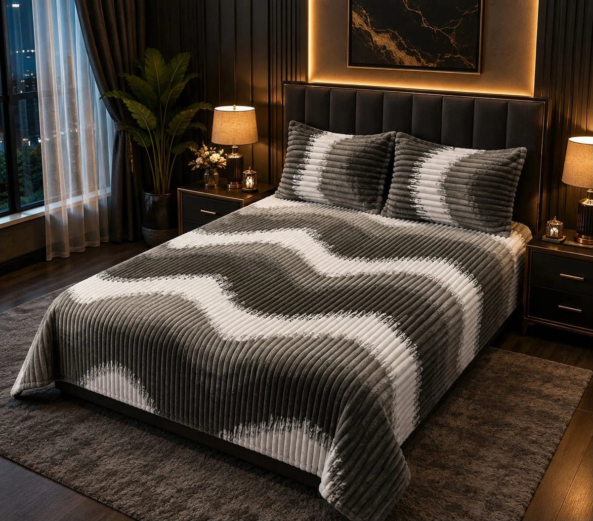 Bubble Stripe Fleece Bed Sheet