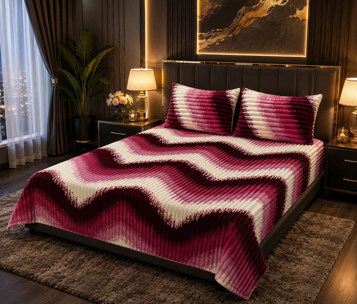 Bubble Stripe Fleece Bed Sheet
