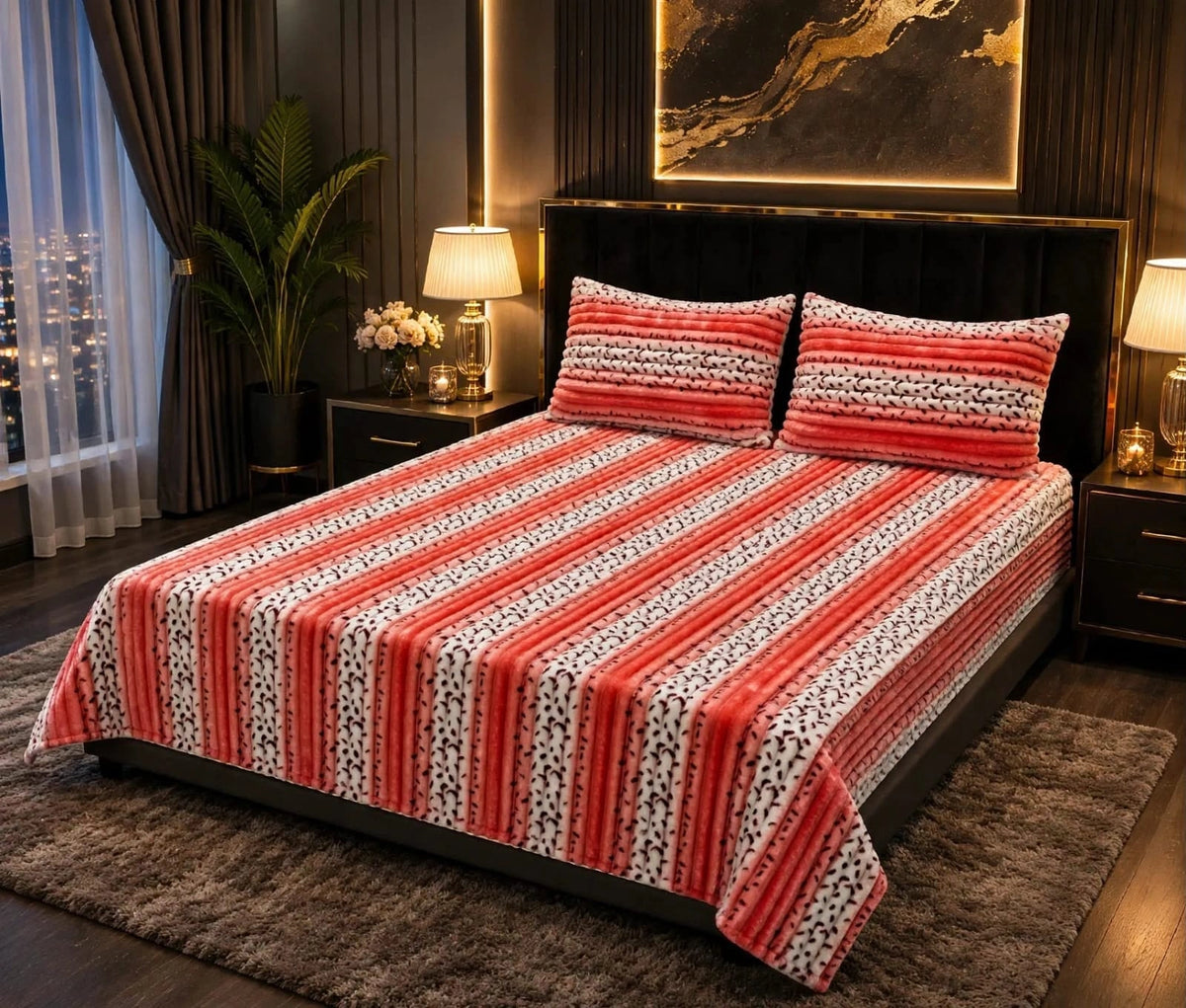 Bubble Stripe Fleece Bed Sheet