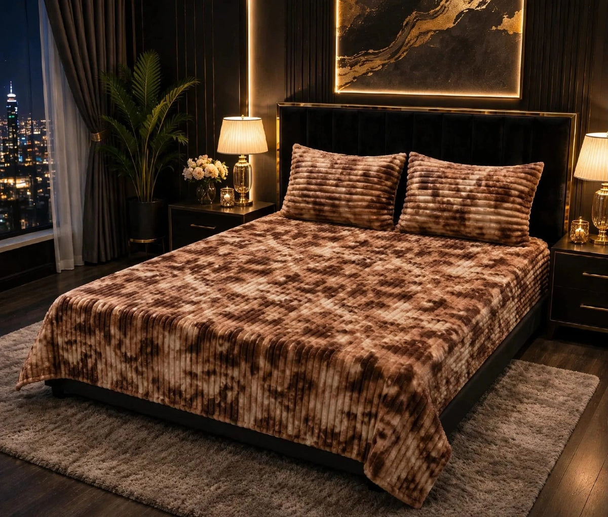 Bubble Stripe Fleece Bed Sheet