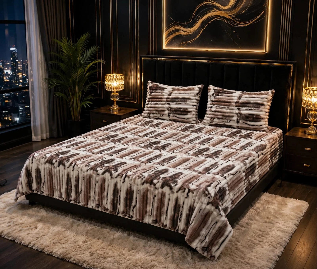 Bubble Stripe Fleece Bed Sheet