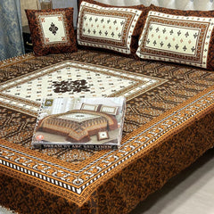 Cotton 4 Piece Double Bed Sheet Set | 3D Panel Bedsheet