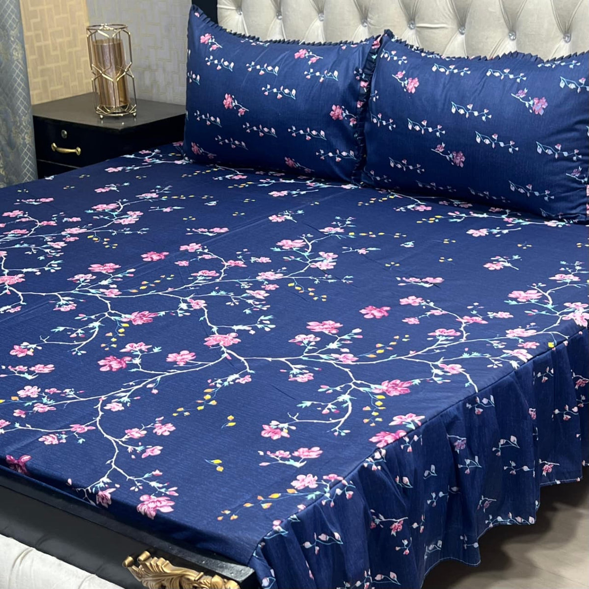 Cotton Frill 3pc Bedsheet Design-1001