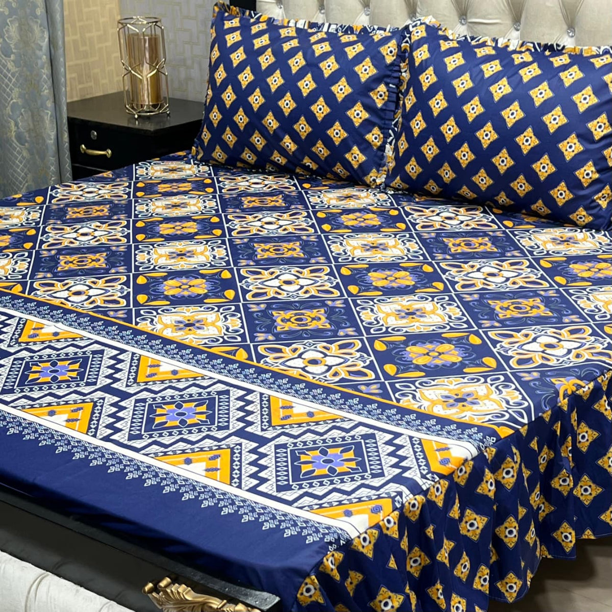 Cotton Frill 3pc Bedsheet Design-1003