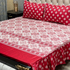 Cotton Frill 3pc Bedsheet Design-1004