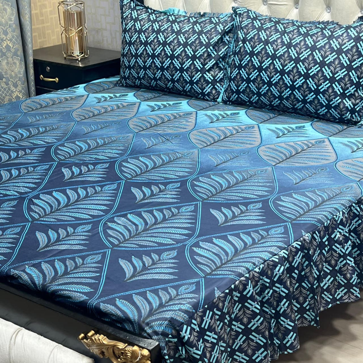 Cotton Frill 3pc Bedsheet Design-1005