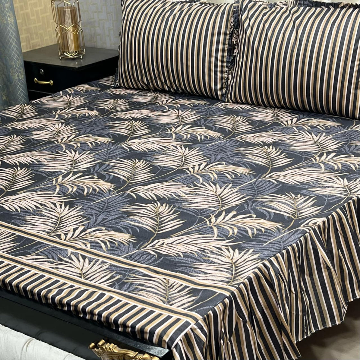 Cotton Frill 3pc Bedsheet Design-1007