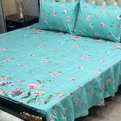 Cotton Frill 3pc Bedsheet Design-1010