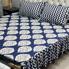 Cotton Frill 3pc Bedsheet Design-1012