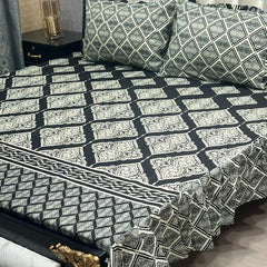 Cotton Frill 3pc Bedsheet Design-1016