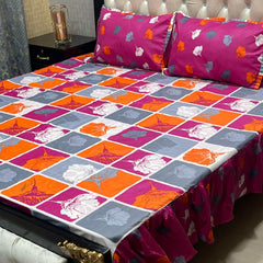 Cotton Frill 3pc Bedsheet Design-1017