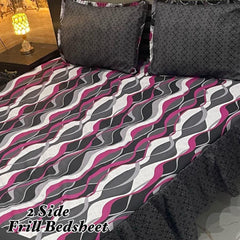 Cotton Frill 3pc Bedsheet Design-1020