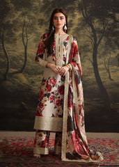3 PIECE UNSTITCHED LAWN SUIT COLLECTION 2025 (Crimson) Design-#18
