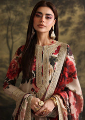 3 PIECE UNSTITCHED LAWN SUIT COLLECTION 2025 (Crimson) Design-#18