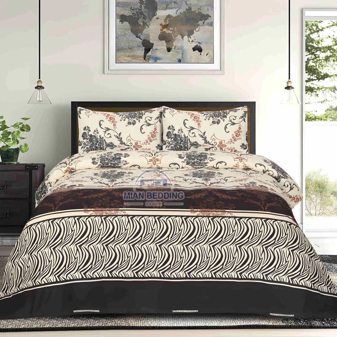 Crystal King Size Bed Sheet Set-3Pcs-Design-126