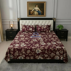 Crystal King Size Bed Sheet Set-3Pcs-Design-139