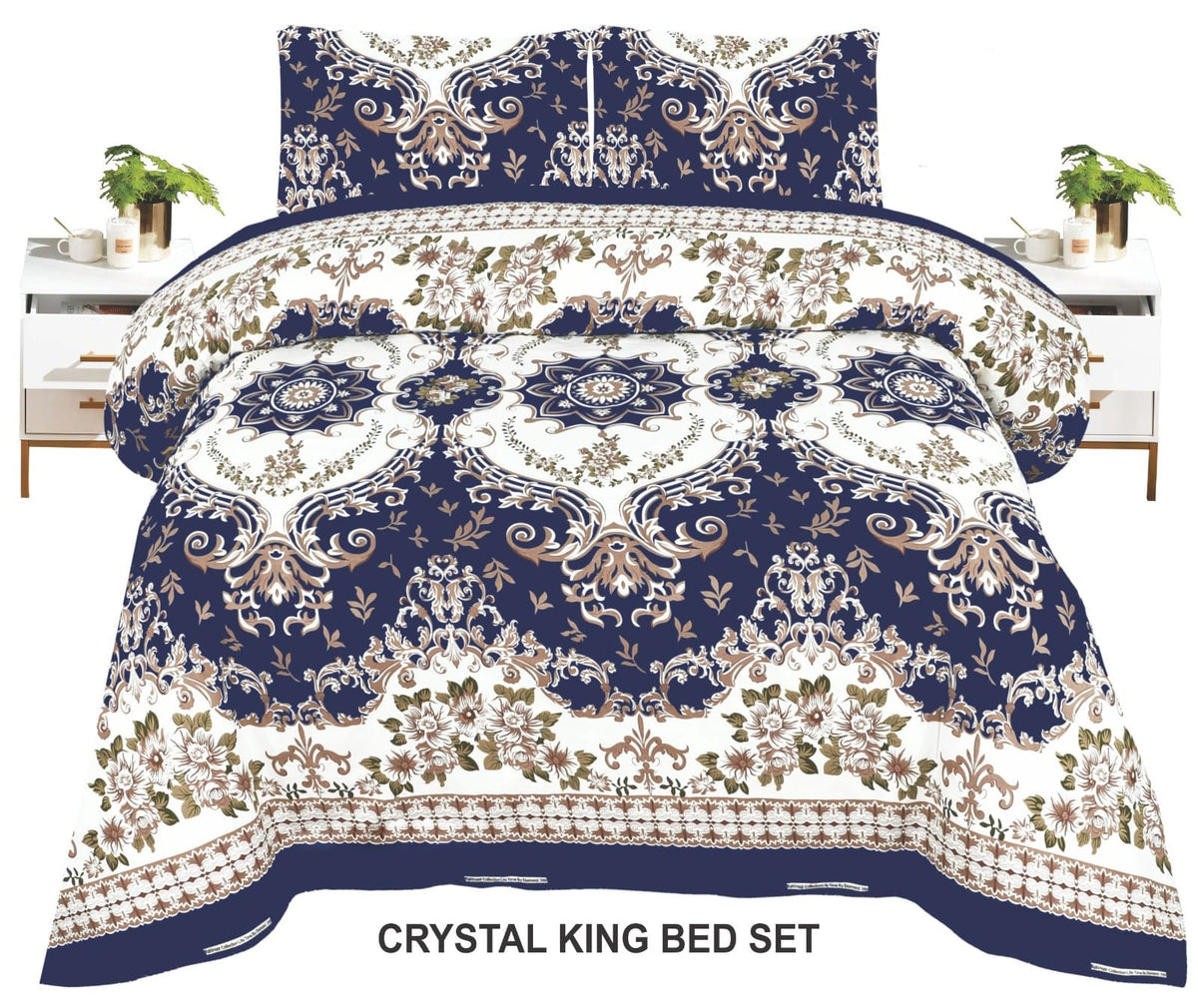 Crystal King Size Bed Sheet Set-3Pcs