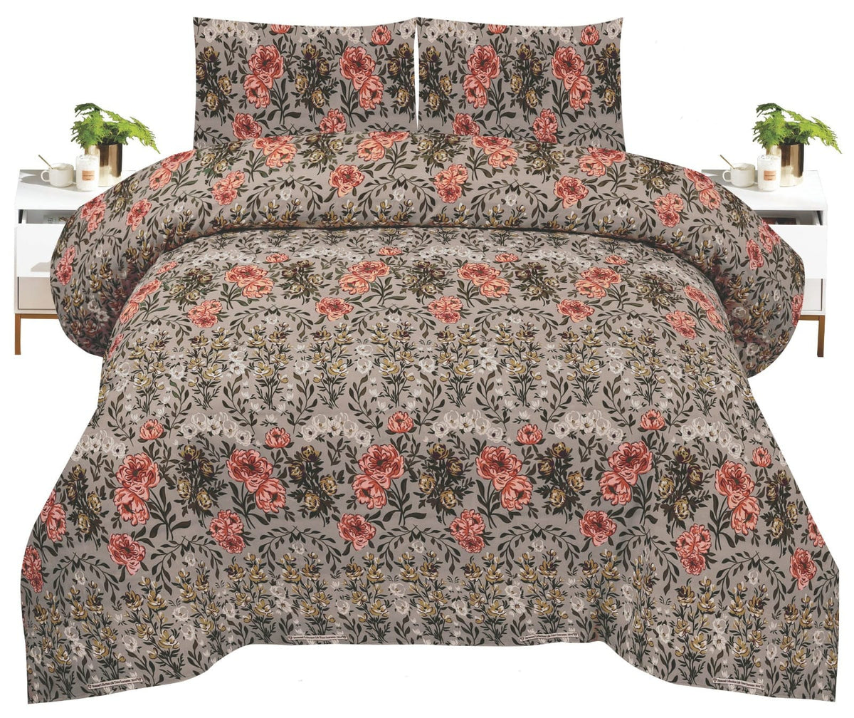 Crystal King Size Bed Sheet Set-3Pcs-Design-113