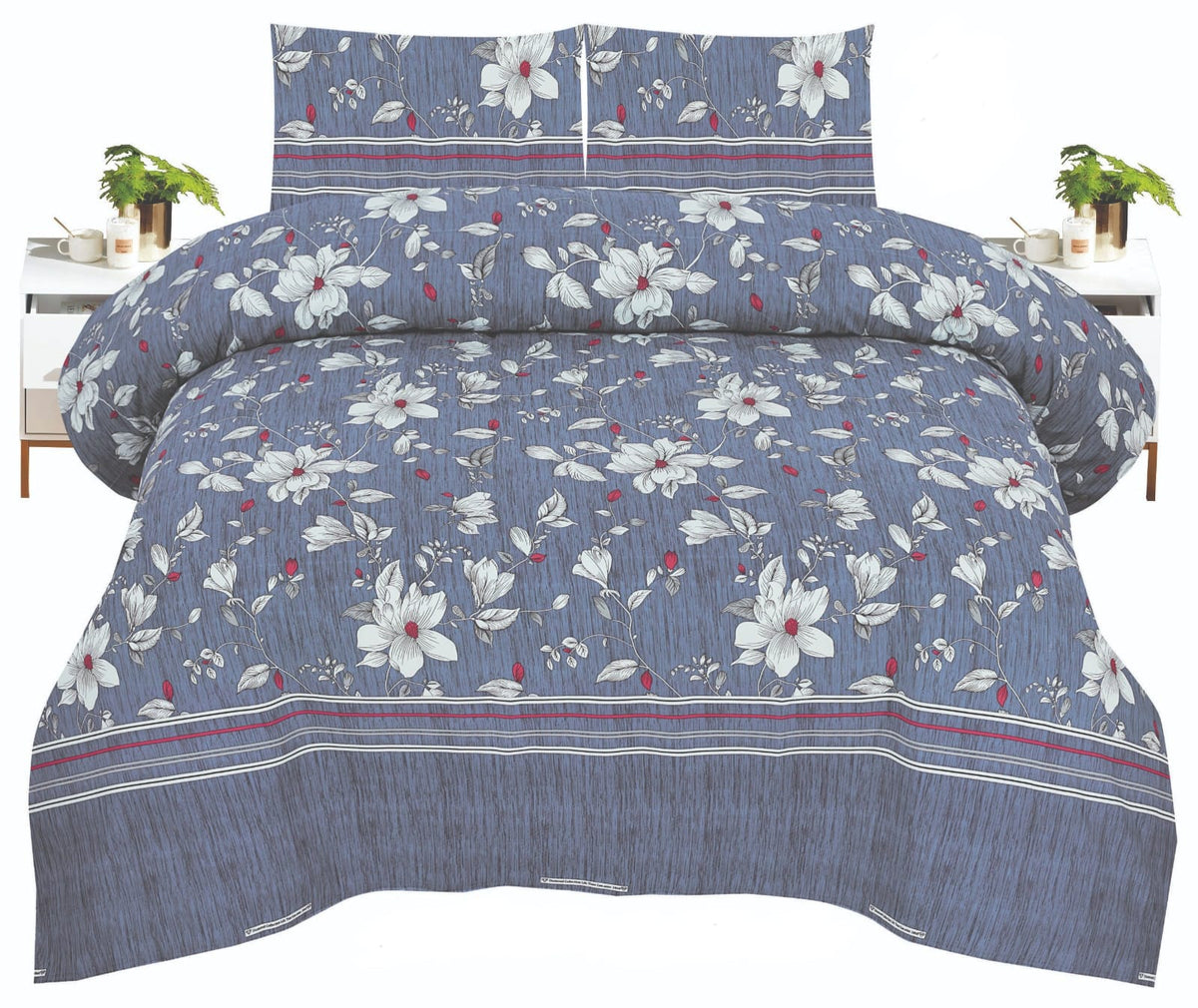 Crystal King Size Bed Sheet Set-3Pcs-Design-117