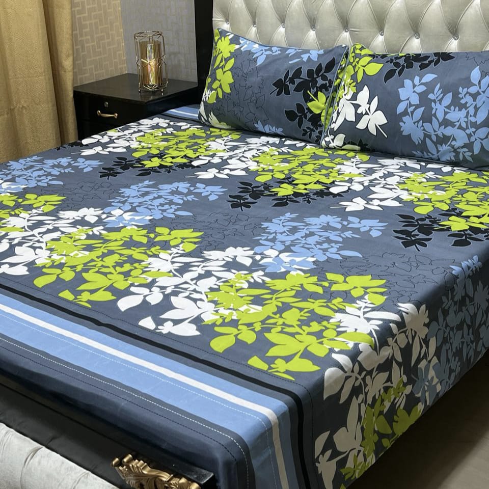 Crystal King Size Bed Sheet Set-3Pcs-Design-125