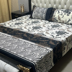 Crystal King Size Bed Sheet Set-3Pcs-Design-126